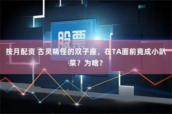 按月配资 古灵精怪的双子座，在TA面前竟成小趴菜？为啥？